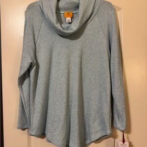 Brand New Ladies size L Ruby Rd. Light Blue Cowl Neck Sweater